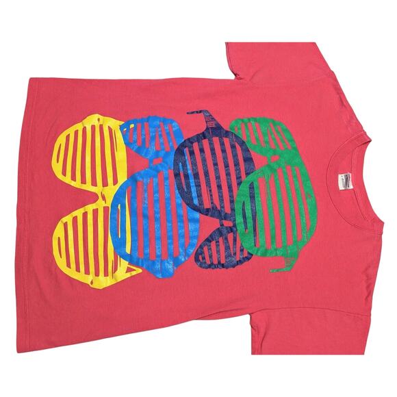 Black Wax Mens Shutter Shades T Shirt Sz M Neon Pink Retro 80s 90s Large Graphic - Picture 8 of 8